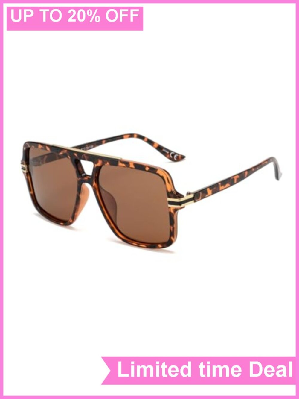 Retro Oversized Polarized Square Sunglasses, Lightweight Frame
